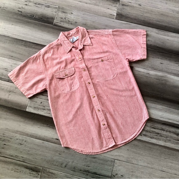 Vintage Other - ☀️ SALE Vintage 80’s Westport Cotton Striped Short Sleeve Button Down Shirt